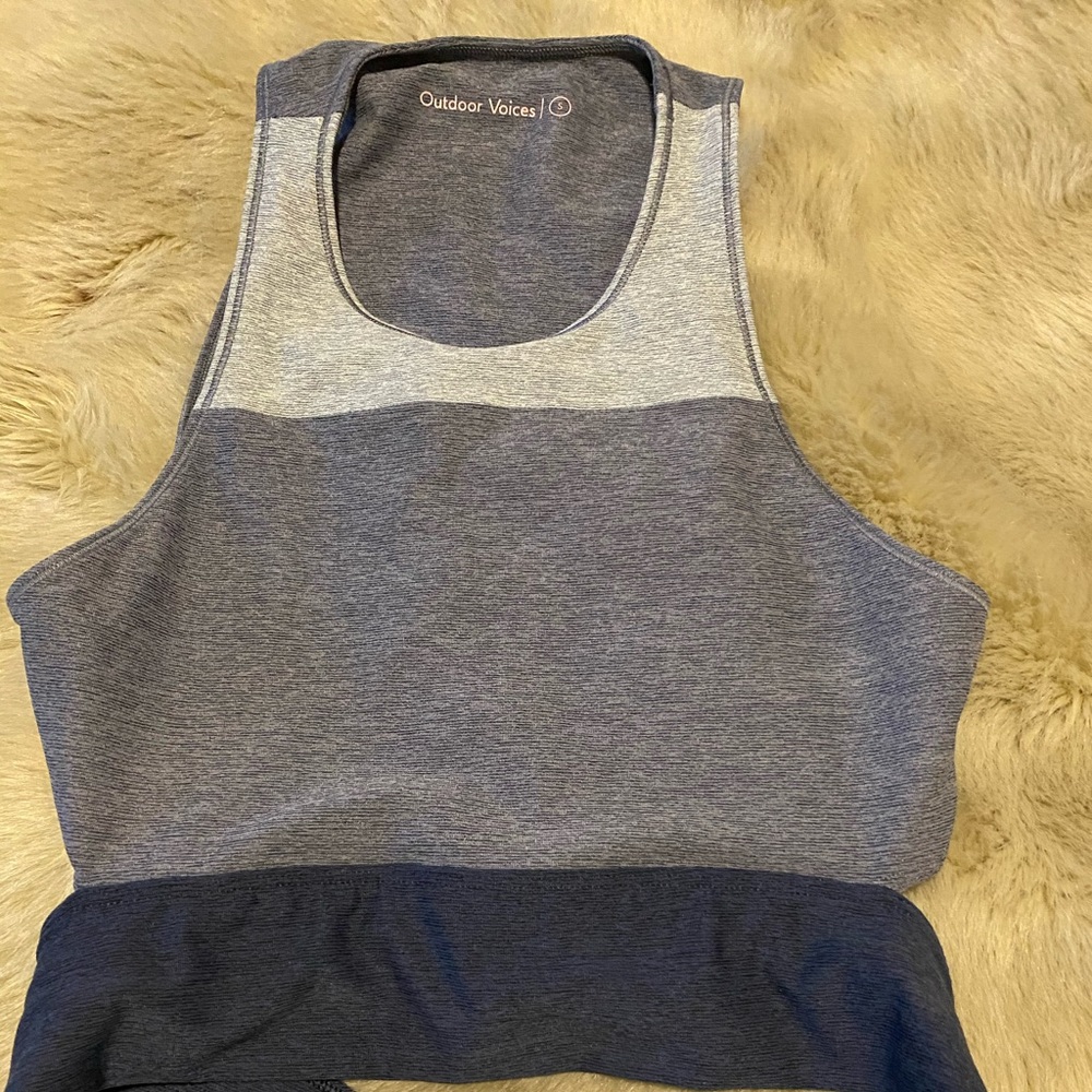 Blue color block outdoor voices crop